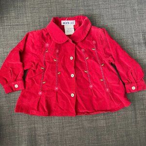 Minibasix Girls Corduroy Embroidered Shirt Size 24mo